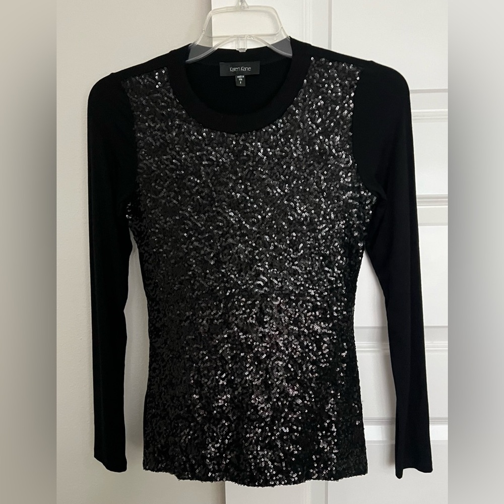 Karen Kane Black Sequin Blouse women’s size S